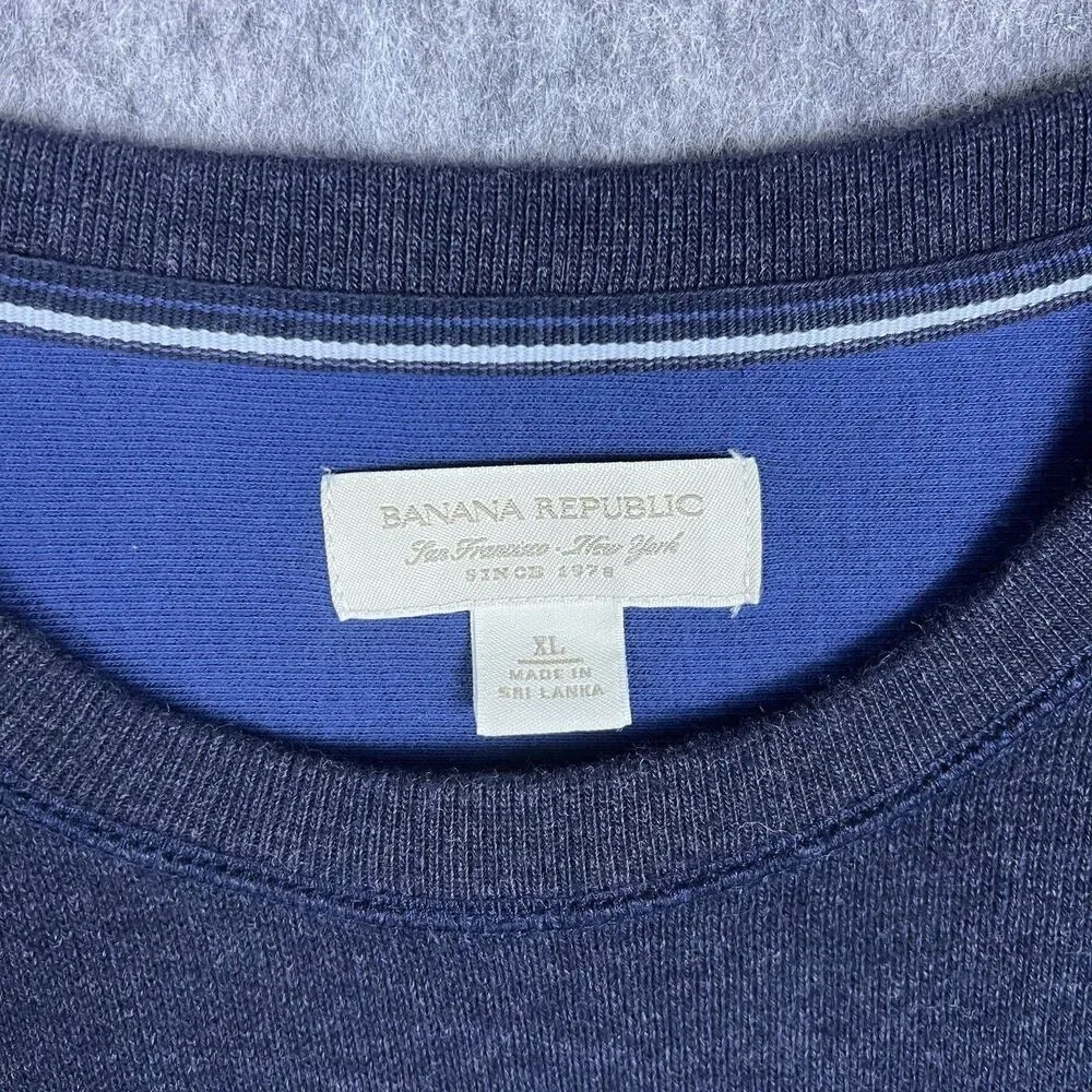 Banana Republic Men's Knit Sweater Crewneck Long Sleeve Blue 100% Cotton Size XL